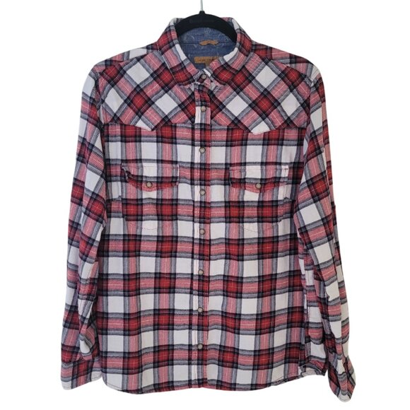 Classic Red/White Cotton Flannel Shirt women's medium - Picture 1 of 8
